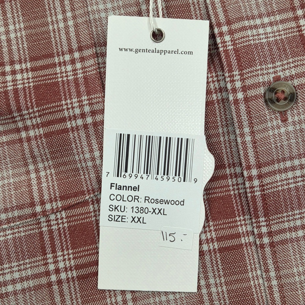 NEW GenTeal Performance Long Sleeve Flannel Shirt Rosewood Plaid Mens XXL‎ - Picture 6 of 11
